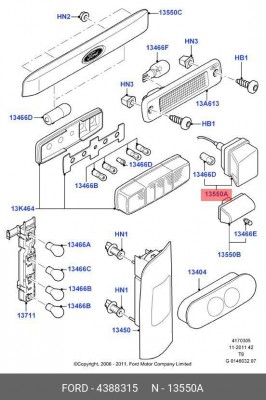 Фонарь освещения номерного знака 4388315 FORD