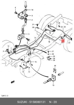 Шланг тормозной 51580-80131 SUZUKI