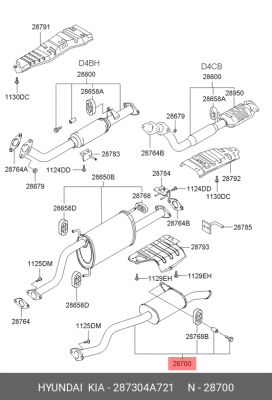 Глушитель выхлопных газов конечный 287304A721 HYUNDAI KIA