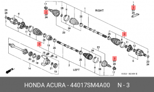 Комплект пылника, приводной вал 44017-SM4-A00 HONDA