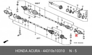 Шарнирный комплект, приводной вал 44310S10310 HONDA