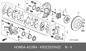 Комплект тормозных колодок, диско 45022S3YA02 HONDA