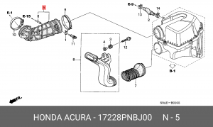 Патрубок подачи воздуха в ДВС 17228PNBJ00 HONDA