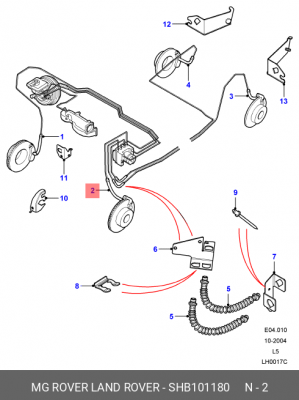 Тормозной шланг SHB101180 MG ROVER LAND ROVER