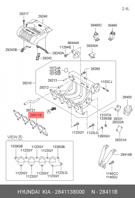 Прокладка, впускной коллектор 2841138000 HYUNDAI KIA