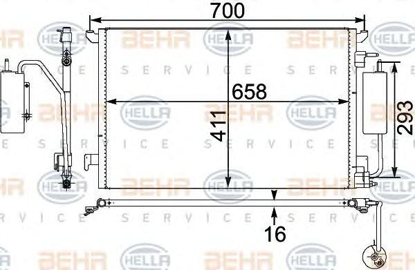 Конденсатор, кондиционер 8FC 351 302-591 HELLA