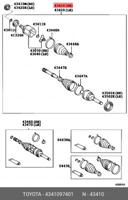 Вал привода колеса в сборе с ШРУСами 43410-97401 DAIHATSU
