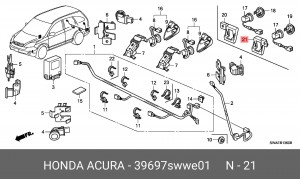 Держатель датчика парковки 39697SWWE01 HONDA