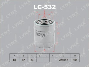 Фильтр масляный двигателя LC-532 LYNXAUTO
