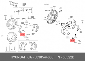 Пружины крепления барабанных тормозных колодок (ремкомплект) 5838544000 HYUNDAI KIA