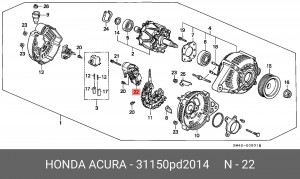 Регулятор генератора 31150PD2014 HONDA