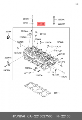Головка блока цилиндров 2210027500 HYUNDAI KIA