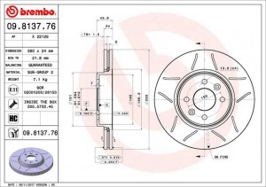 Тормозной диск 09.8137.76 BREMBO