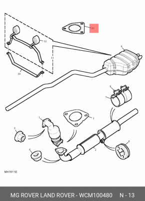 Прокладка, выпускной трубопровод WCM100480 MG ROVER LAND ROVER