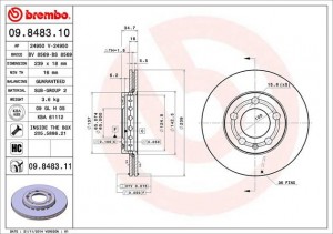 Тормозной диск 09.8483.10 BREMBO