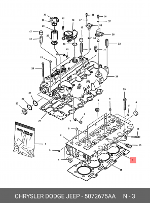 Прокладка, головка цилиндра 5072 675AA CHRYSLER