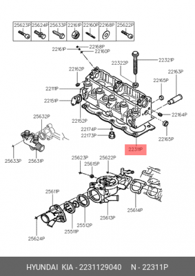 Прокладка, головка цилиндра 2231129040 HYUNDAI KIA