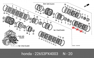 Диск фрикционный АКПП 22653PX4003 HONDA