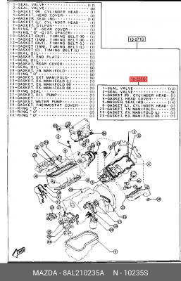 Комплект прокладок, головка цилиндра 8AL210235A MAZDA
