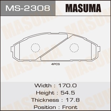 Колодки тормозные дисковые MS2308 MASUMA