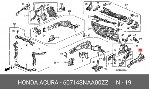 Панель жесткости боковая моторного отсека 60714SNAA00ZZ HONDA