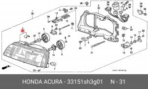 Основная фара 33151SH3G01 HONDA