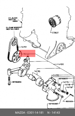 Звездочка привода масляного насоса E301-14-181 MAZDA
