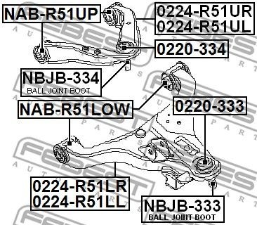Рычаг подвески 0224-R51UR FEBEST