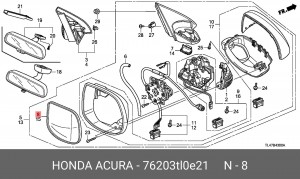 Стекло зеркала заднего вида 76203TL0E21 HONDA