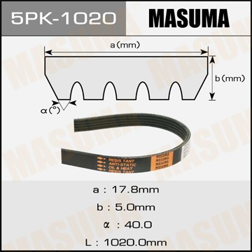 Ремень приводной 5PK1020 MASUMA