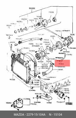 Шланг радиатора 2279-15-104A MAZDA