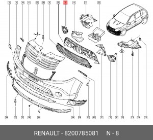 Кронштейн крепления противотуманной фары 8200785081 RENAULT