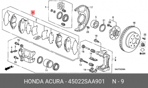 Комплект тормозных колодок, диско 45022-SAA-901 HONDA