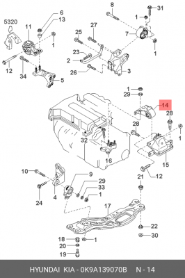 Подушка двигателя 0K9A139070B HYUNDAI KIA