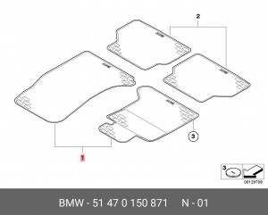 Коврики салона (комплект) 51 47 0 150 871 BMW