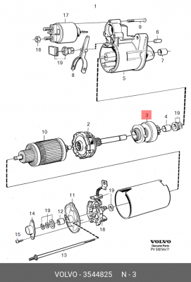 Привод с механизмом свободного хода, стартер 3544825 VOLVO
