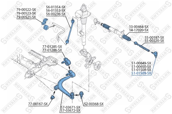 Наконечник рулевой тяги 51-01509-SX STELLOX