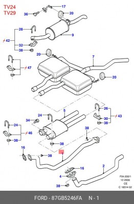 Труба приемная 87GB5246FA FORD