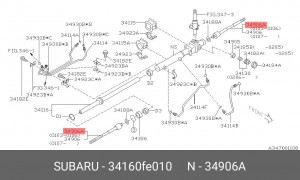 Осевой шарнир, рулевая тяга 34160FE010 SUBARU