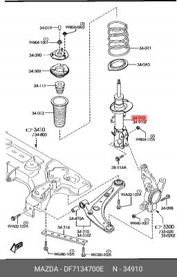 Амортизатор подвески DF7134700E MAZDA