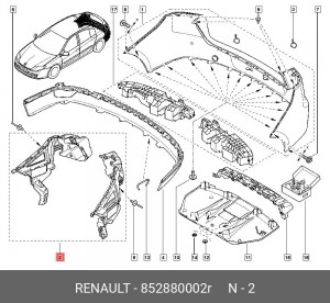 Кронштейн крепления бампера (комплект) 852880002R RENAULT