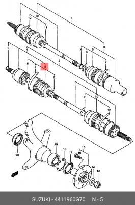 Комплект пылника, приводной вал 44119-60G70 SUZUKI