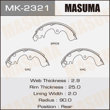 Колодки тормозные барабанные MK2321 MASUMA