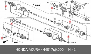 Пыльник ШРУСа (комплект) 44017-SJK-000 HONDA