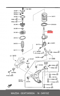 Амортизатор GE4T34900A MAZDA