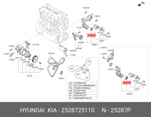Ролик ремня приводного 25287-25110 HYUNDAI KIA