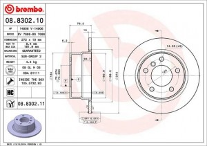 Тормозной диск 08.8302.10 BREMBO