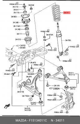 Пружина ходовой части F15134011C MAZDA