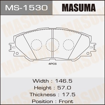 Колодки тормозные дисковые MS1530 MASUMA