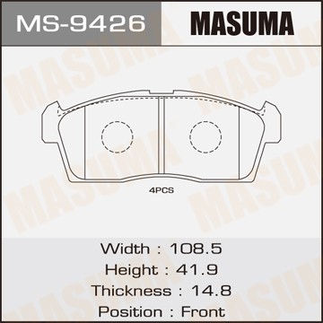 Колодки тормозные дисковые MS9426 MASUMA